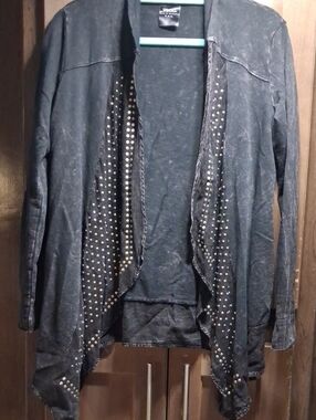 Vocal Black Studded Drape-Front Blazer